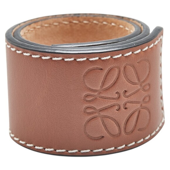 LOEWE Anagram Small Slap Bracelet in Tan and Brown
